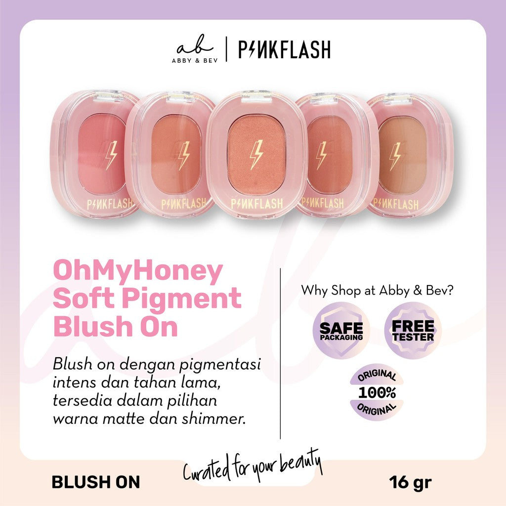 AB - OhMyHoney Soft Pigment Blush On OhMyPinkFlash [16gr]/ Blush On Soft Powder Naturally Pigmented Blush