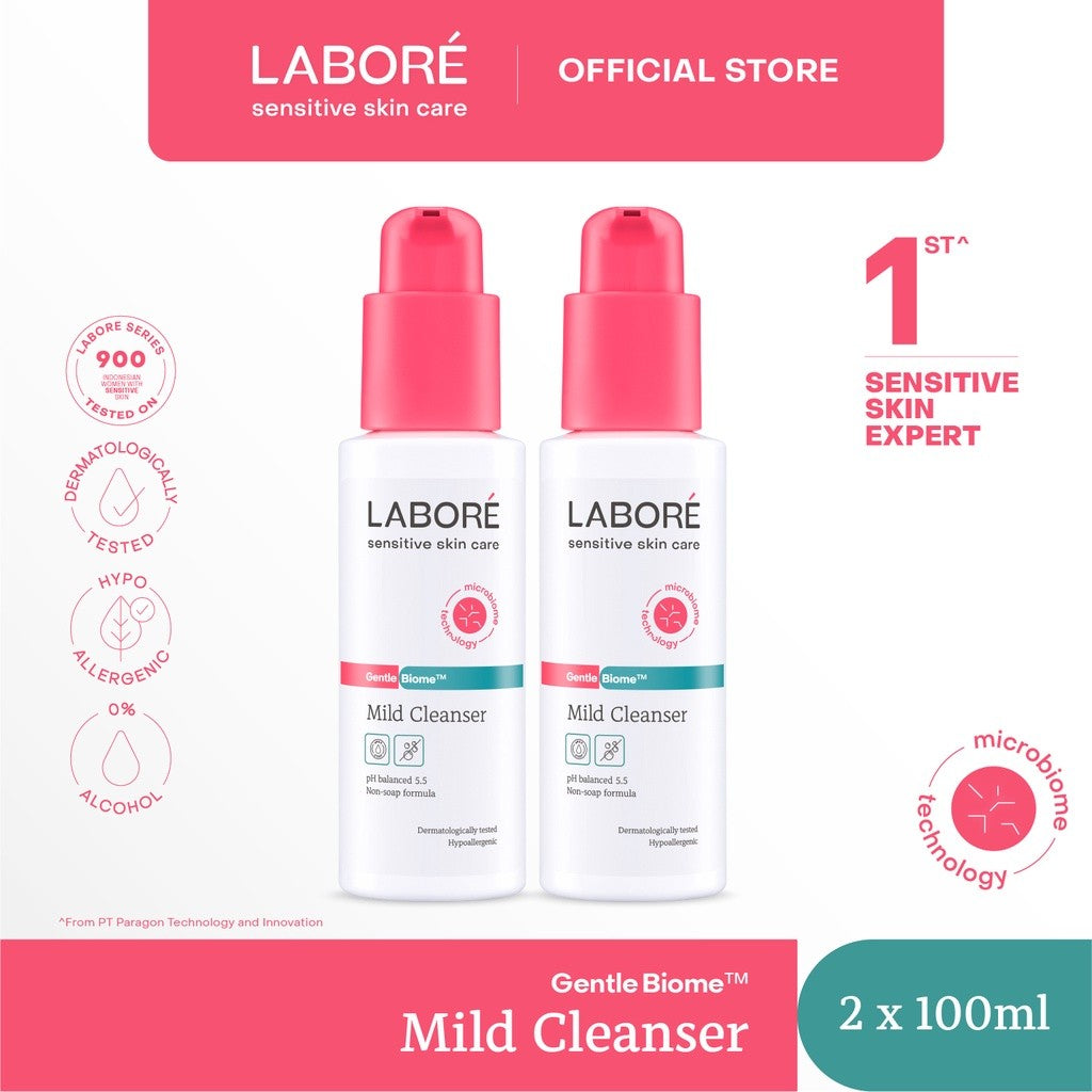 Labore Sensitive Skin Care GentleBiome Mild Cleanser - Face Wash Twinpack (2 x 100 ml) - Paket Pembersih Wajah untuk Kulit Sensitif