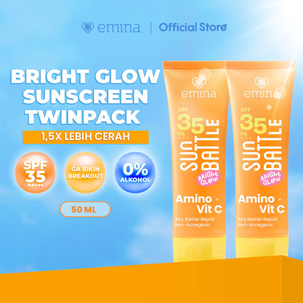 [SPECIAL 11.11] Emina Sunscreen All Series - Sun Battle Bright Glow SPF 35, Sun Battle SPF 50, Sunscreen UV Gel - Melindungi dari Sinar UV, Teruji In-Vivo, No-Whitecast, No-Comedogenic, Hydrating, Non-Acnegenic, Melembapkan, Mencerahkan, Cocok untuk Semua