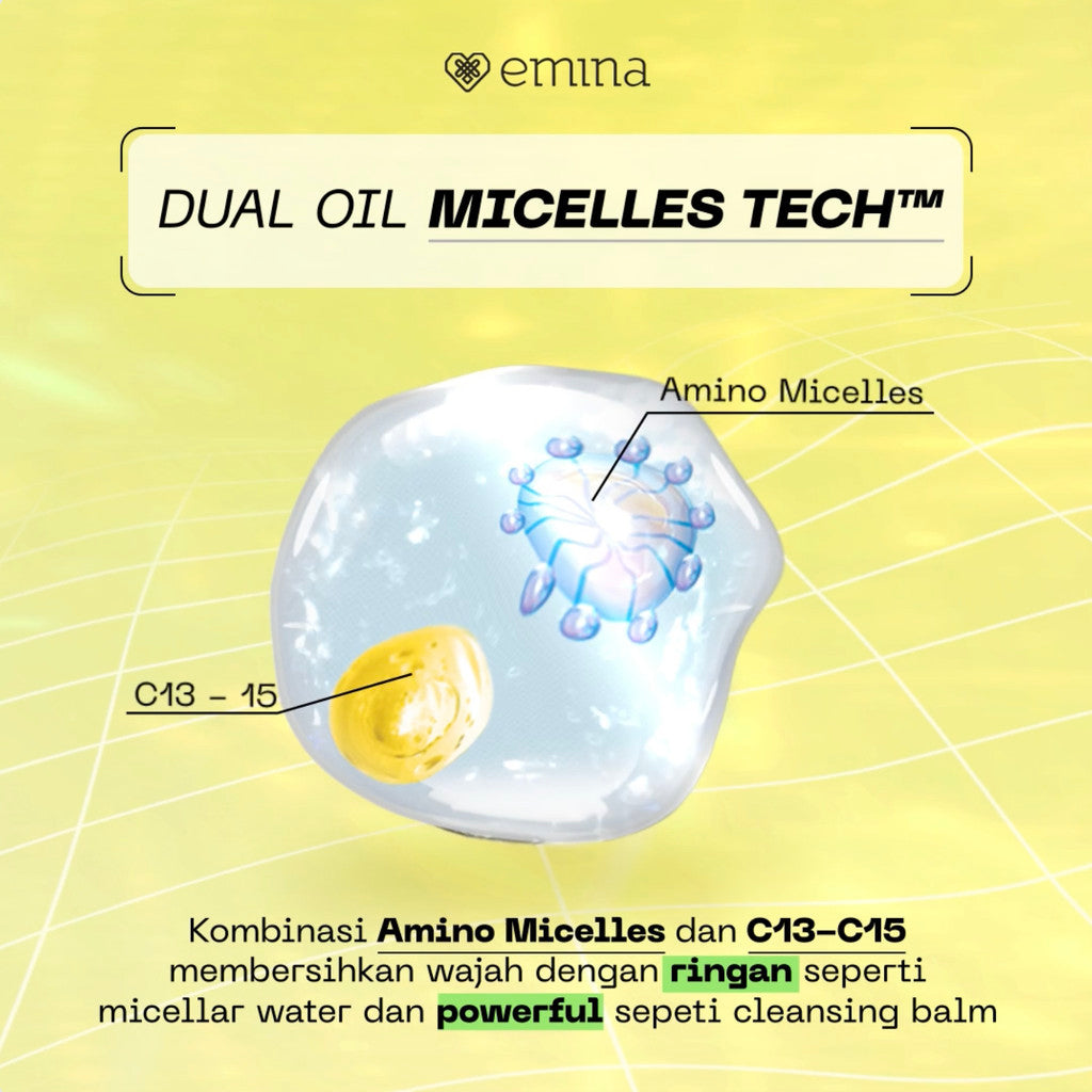 Emina GloRad+ Hassle Free Cleanser Amino Fusion ProCleanser - Micellar Milky Gel Pembersih Oil untuk Makeup Waterproof & Kotoran