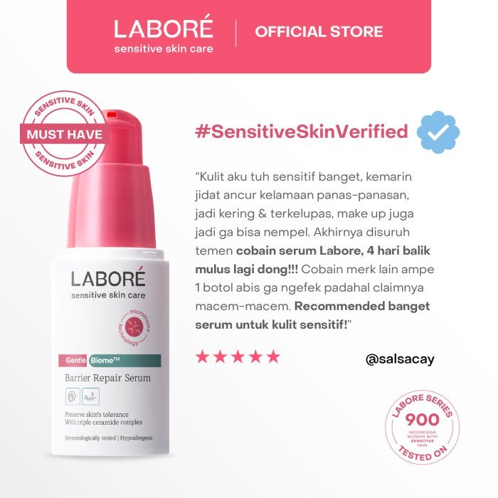 LABORÉ GentleBiome Barrier Repair Serum - Triple Ceramide Complex, Serum untuk Kulit Sensitif & Memperbaiki Skin Barrier - 7 ml