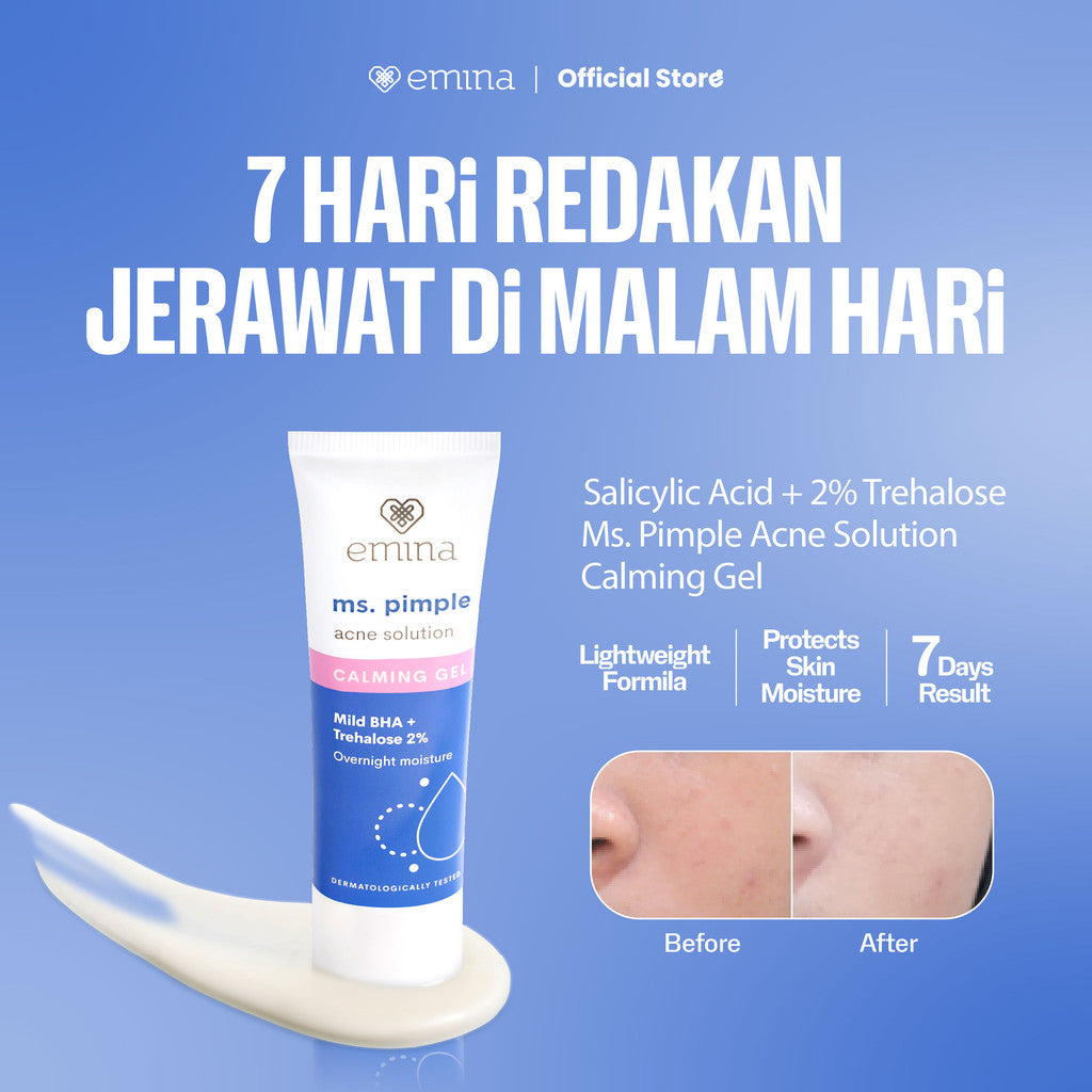 Emina Moisturizer All Series - Water Moisturizer Gel, Moisturizing Cream, GloRad+ Hyalucica Moisturizer Gel, Ms. Pimple Acne Moisturizing Gel - Moisturizer, Melembapkan, Mencerahkan, Memperbaiki Skin Barrier, Meredakan jerawat, Cocok Semua Jenis Kulit