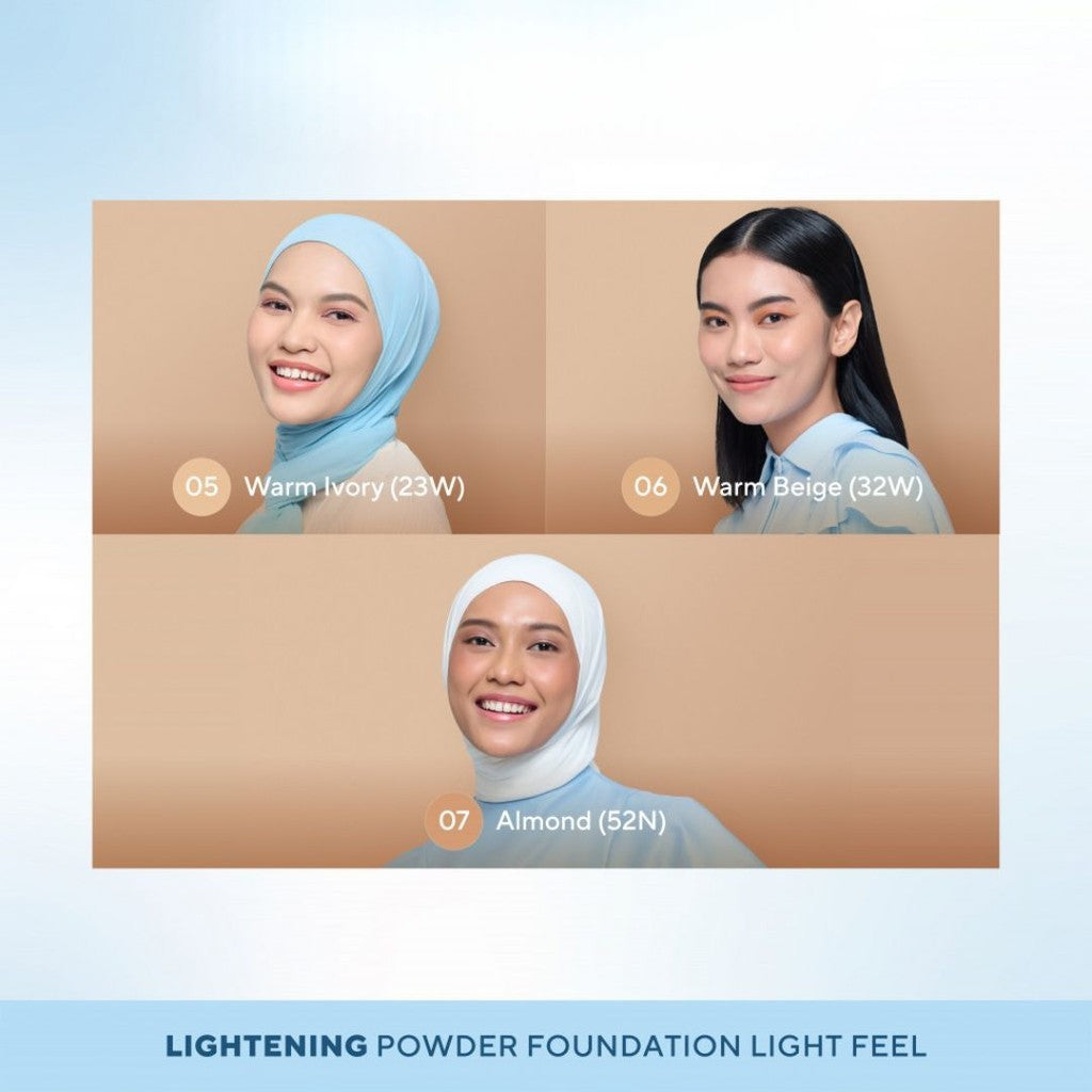 Wardah Lightening Powder Foundation Light Feel 12 g - Bedak Padat | Merah Jingga Official