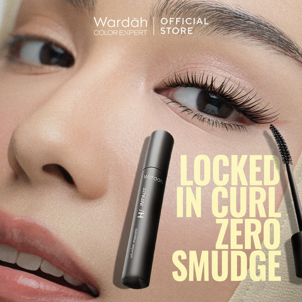 [MASCARA SASHFIR] NEW! WARDAH Hi-Impact Volumizer Mascara 13X Volume & Curl Effect - Mascara Waterproof - Maskara Jigrak - No Fake Lashes - Bulu Mata Lentik Panjang Tebal Tahan Lama - 24 Jam Longlasting, Smudgeproof, No Clumpy - Eye Makeup