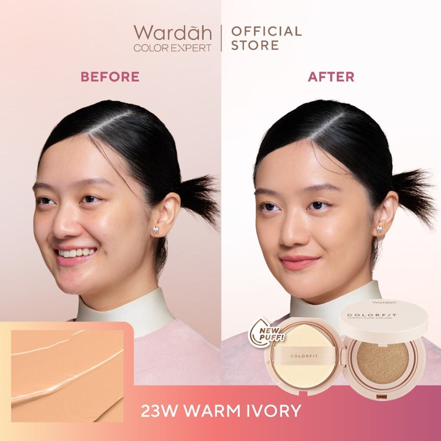 [BUY 1 GET 1] Wardah Colorfit Perfect Glow Cushion 15 g (KEMASAN LAMA) - Tahan Lama Hingga 12 Jam Dilengkapi SPF 33 PA dan Centella Asiatica Hasil Akhir Glowing dan Menyatu Dengan Warna Kulit - Makeup