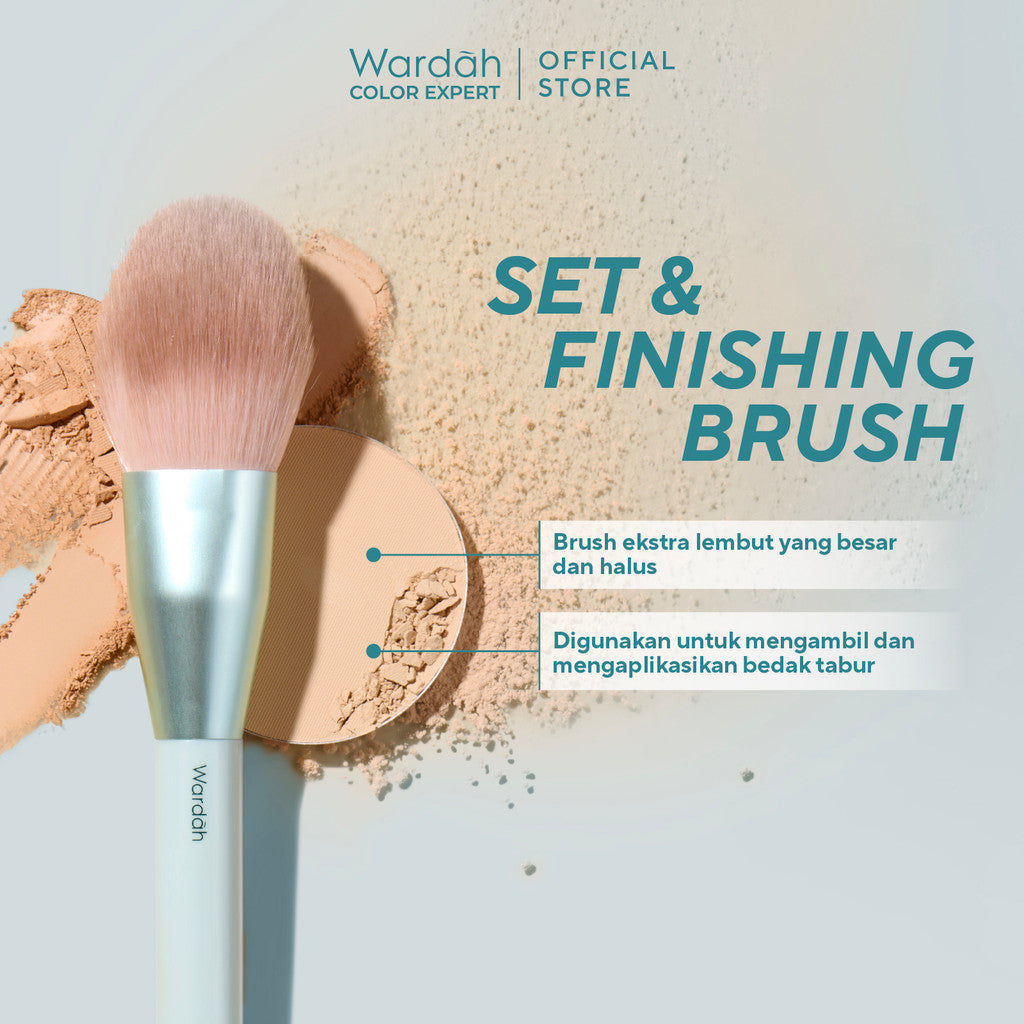 Wardah Halal Tool Brush – Wardah Buff & Blend Brush, Wardah Set & Finishing Brush, Wardah Beauty Blender – Colorfit Matte Foundation, Colorfit HD Blurify Loose Powder – Bundle Brush Set – Make Up Tools - Brush - Wardah Make Up Kit - Makeup