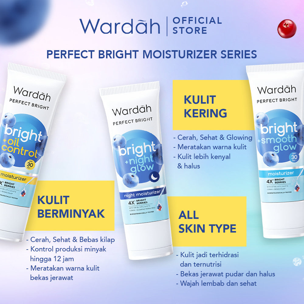 WARDAH Perfect Bright Moisturizer Bright + Oil Control SPF 30 PA+++ 20 ml - Pelembab untuk Kulit Normal Cenderung Berminyak - Mencerahkan Dengan Hasil Matte - Skincare