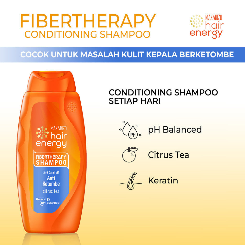 Makarizo Hair Energy Fibertheraphy Shampoo Anti Dandruff Citrus Tea 170mL