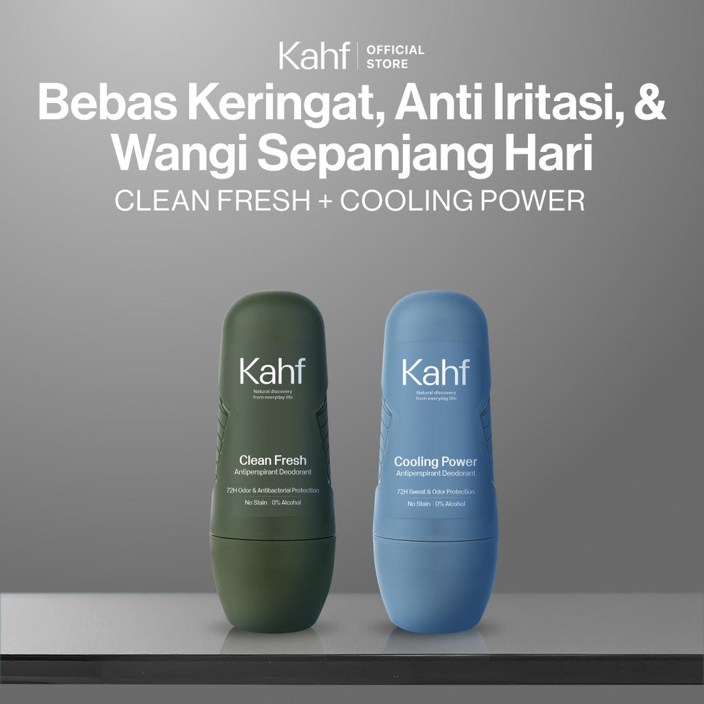 [BEBAS PILIH VARIAN! KAHF BUNDLE 2IN1 PAKET DEODORAN MIX & MATCH : BEBAS KERINGAT, ANTI IRITASI, & WANGI SEPANJANG HARI] Twin Pack Kahf Deodorant Roll On Antiperspirant 45 ml - 2 pcs Deodoran Pria - Suitable for Daily Use
