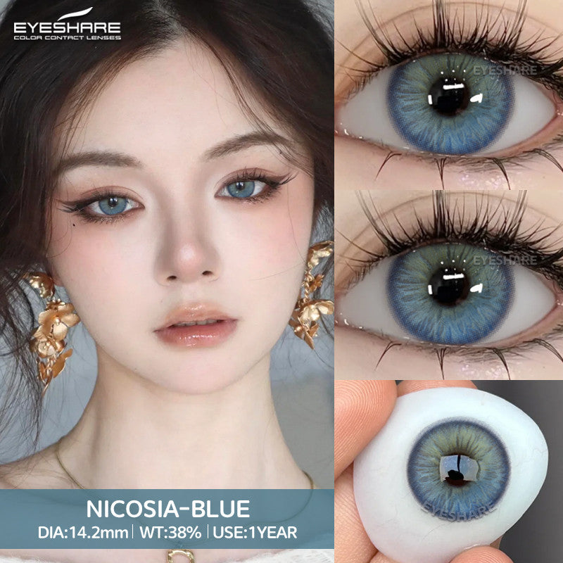 Eyeshare Softlens Nicosia Blue 1Pasang Lensa Kontak Soft Softlen Gray  14.2mm