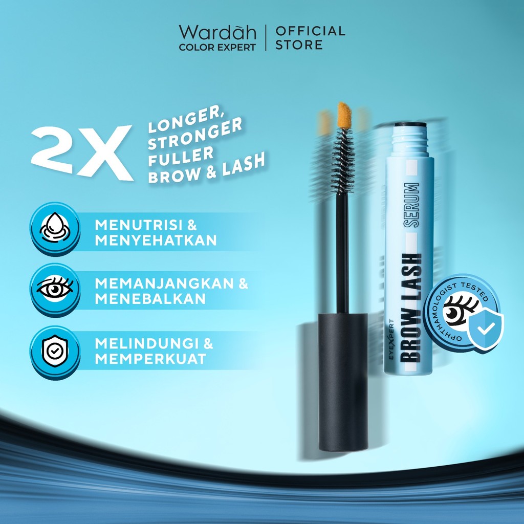 WARDAH EyeXpert Brow Lash Serum 10 ml - Serum Bulu Mata dan Alis, Panjang dan Tebal dalam 14 Hari, Menutrisi dan Menguatkan - Makeup