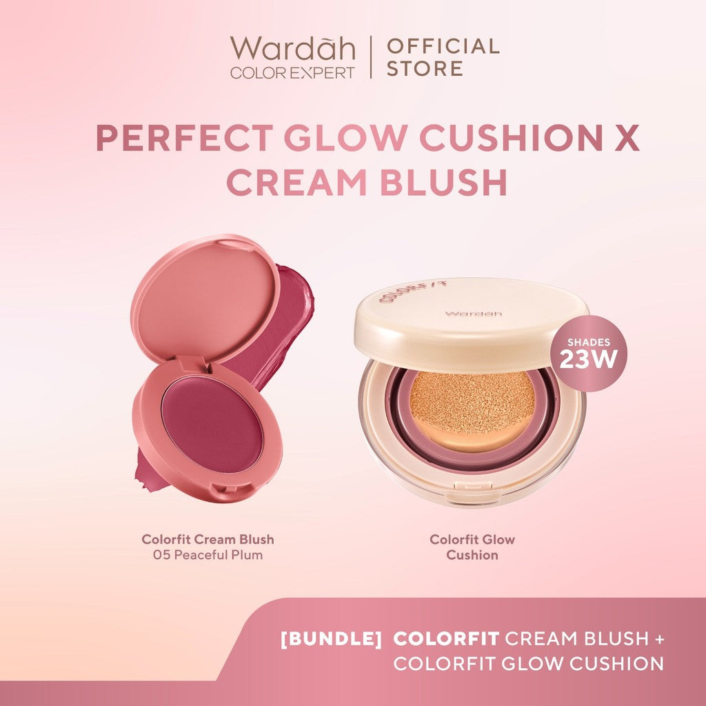 [BUNDLE] WARDAH Paket Colorfit Perfect Glow Cushion 15 g + Cream Blush 3 g - Makeup - Tahan Lama dengan Bedak