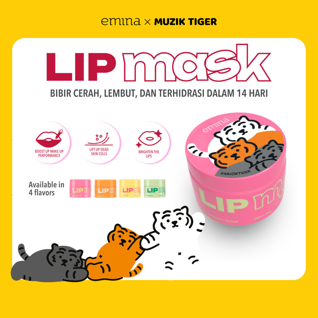 EMINA X MUZIK TIGER SERIES - Emina Airy Surprise Tint, Glossy Stain, Cheek Lit Pressed Blush, Lip Mask