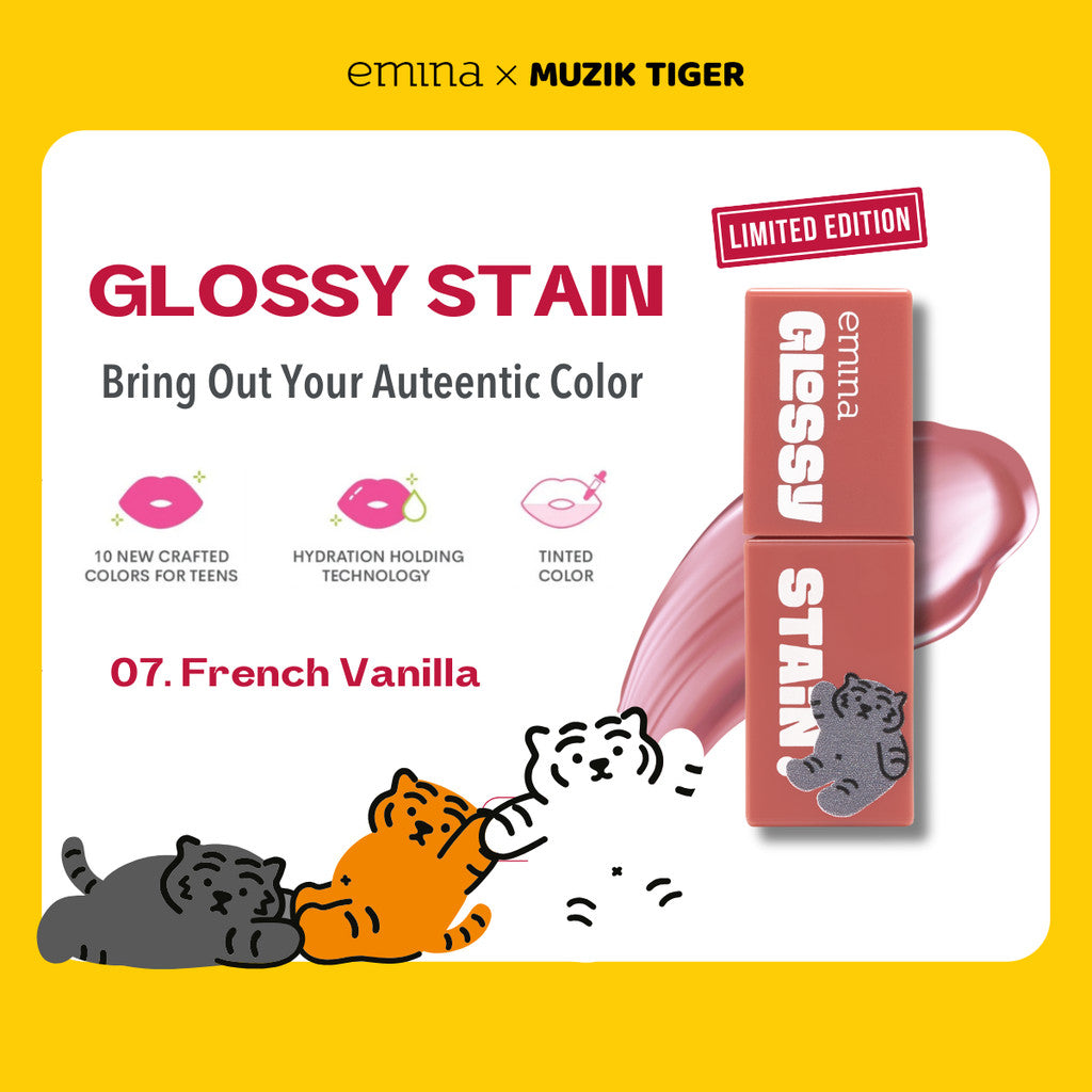 [TINTINTINWIN' PICK] Emina Glossy Stain x Muzik Tiger 3 g - Melty Gel Lip Tint Glossy Finish, Tahan Lama dan Melembabkan