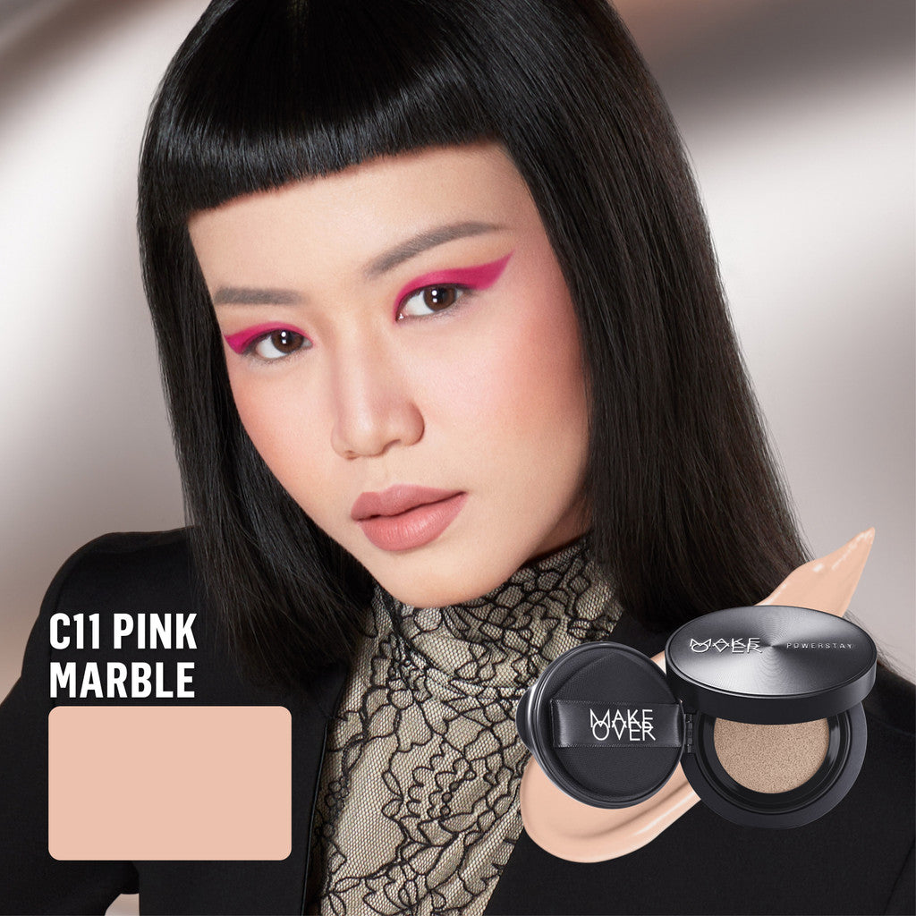 [SPECIAL 11.11] NEW! MAKE OVER Powerstay Sync Matte Cushion - Smart AI Matte Cushion High Coverage Zero Oxidation Oil Control Foundation Compact Makeup Concealer Skin Tint long lasting time less stain with euphoria