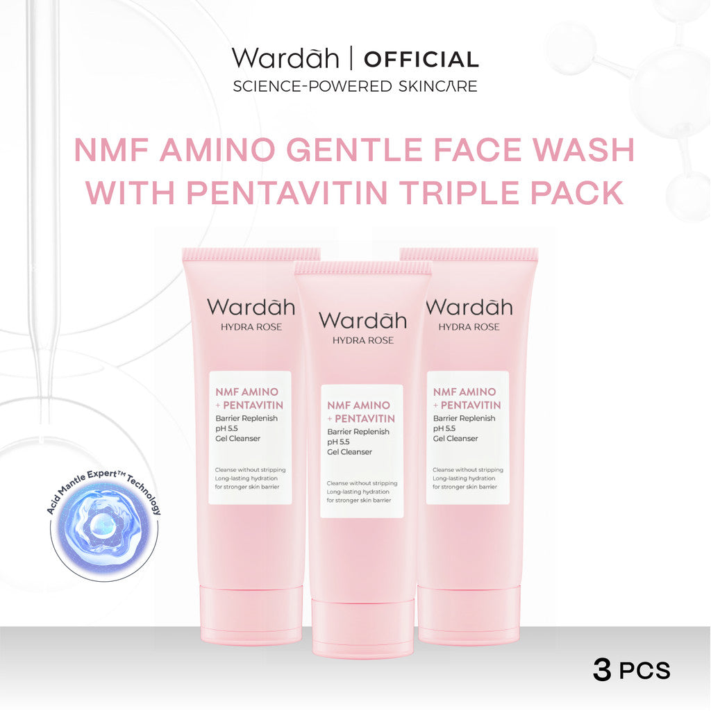 Wardah 100rb-an Sabun Cuci Muka Setahun Gentle Facial Wash Low PH Series 100ml (NMF Amino Crystal Secret, NMF Amino Renew You, NMF Amino Hydra Rose, Cica Aloe - Sabun Cuci Muka Gentle Acid Gentle Expert - Skincare