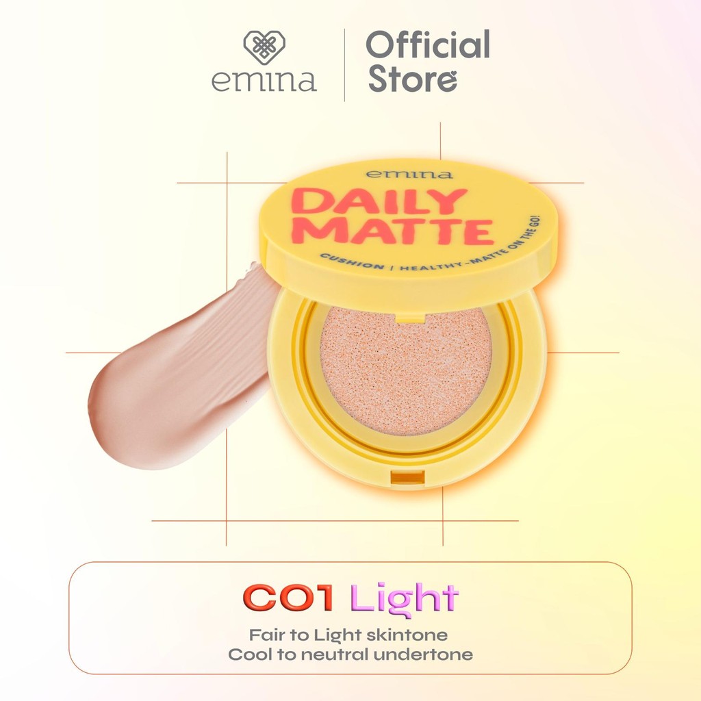 Emina Daily Matte Cushion 15g - Cushion Healthy Matte Oil Control Lasting 8 Jam, Anti Kering