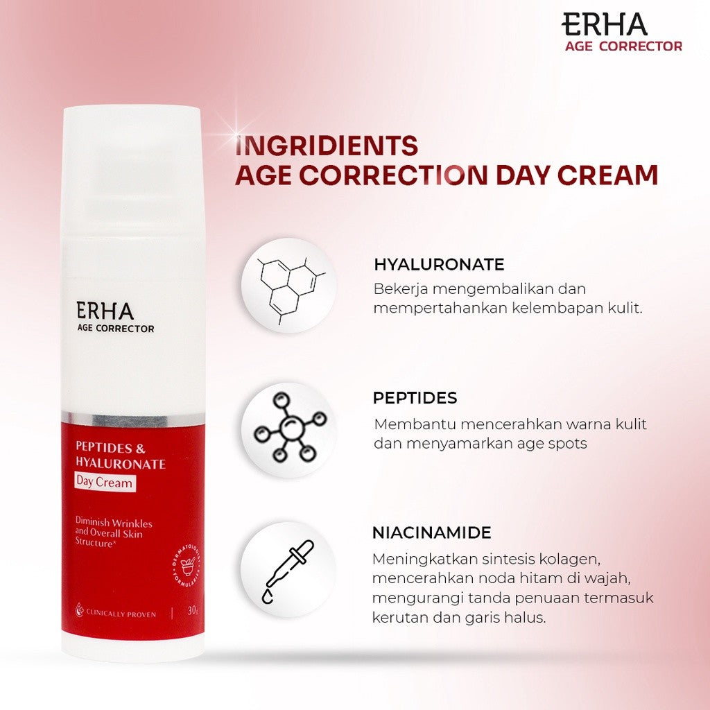 ERHA Bundle Age Corrector Daily Serum 20ml + Krim Pagi dan Malam 30g - Paket Anti Penuaan