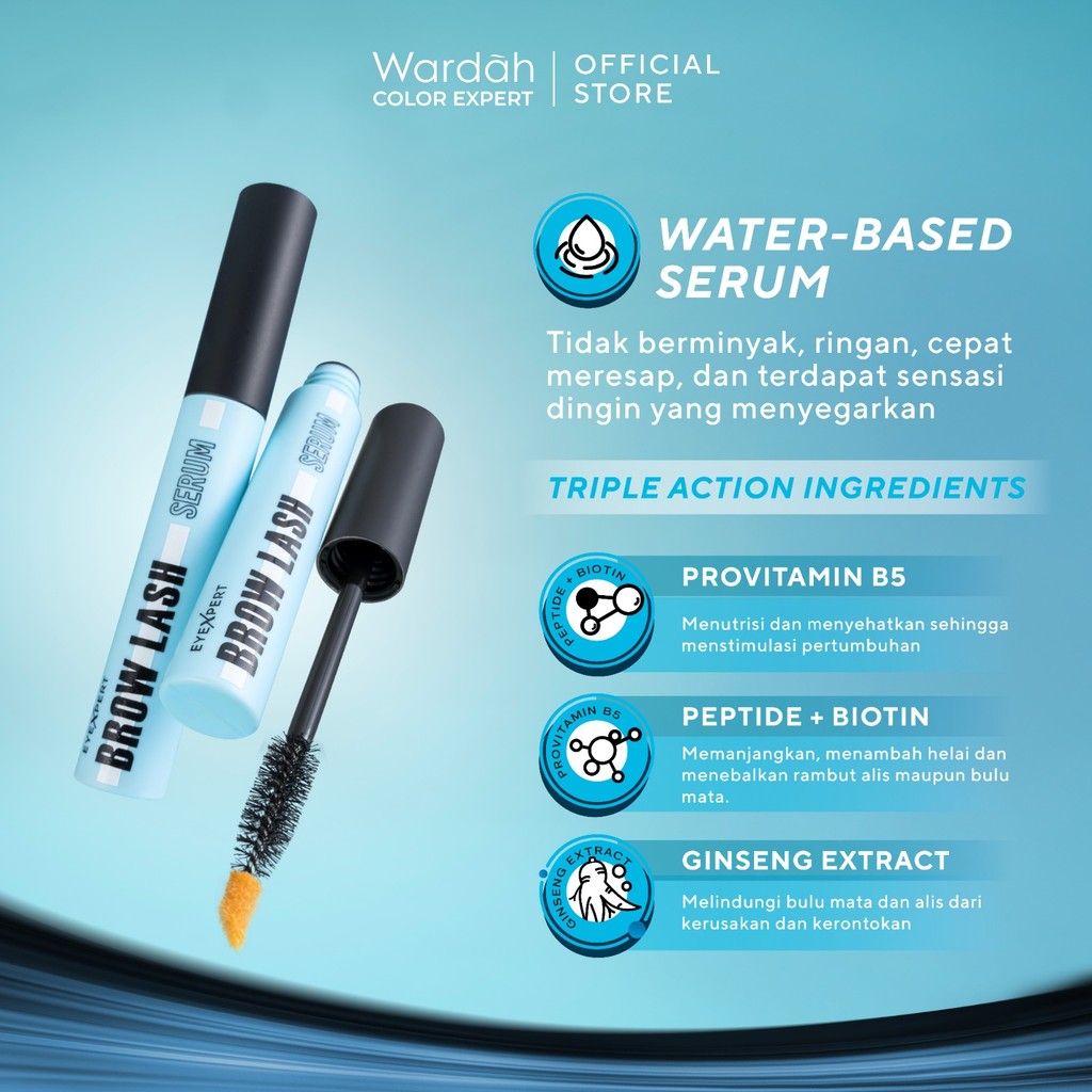 WARDAH EyeXpert Brow Lash Serum 10 ml - Serum Bulu Mata dan Alis, Panjang dan Tebal dalam 14 Hari, Menutrisi dan Menguatkan - Makeup