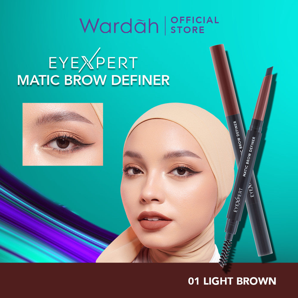 WARDAH EyeXpert Matic Brow Definer - Pensil Alis Anti Air dan Tahan Lama Hingga 8 Jam - Mudah Digunakan dengan Teksur Powdery - Wudhu Friendly - Makeup