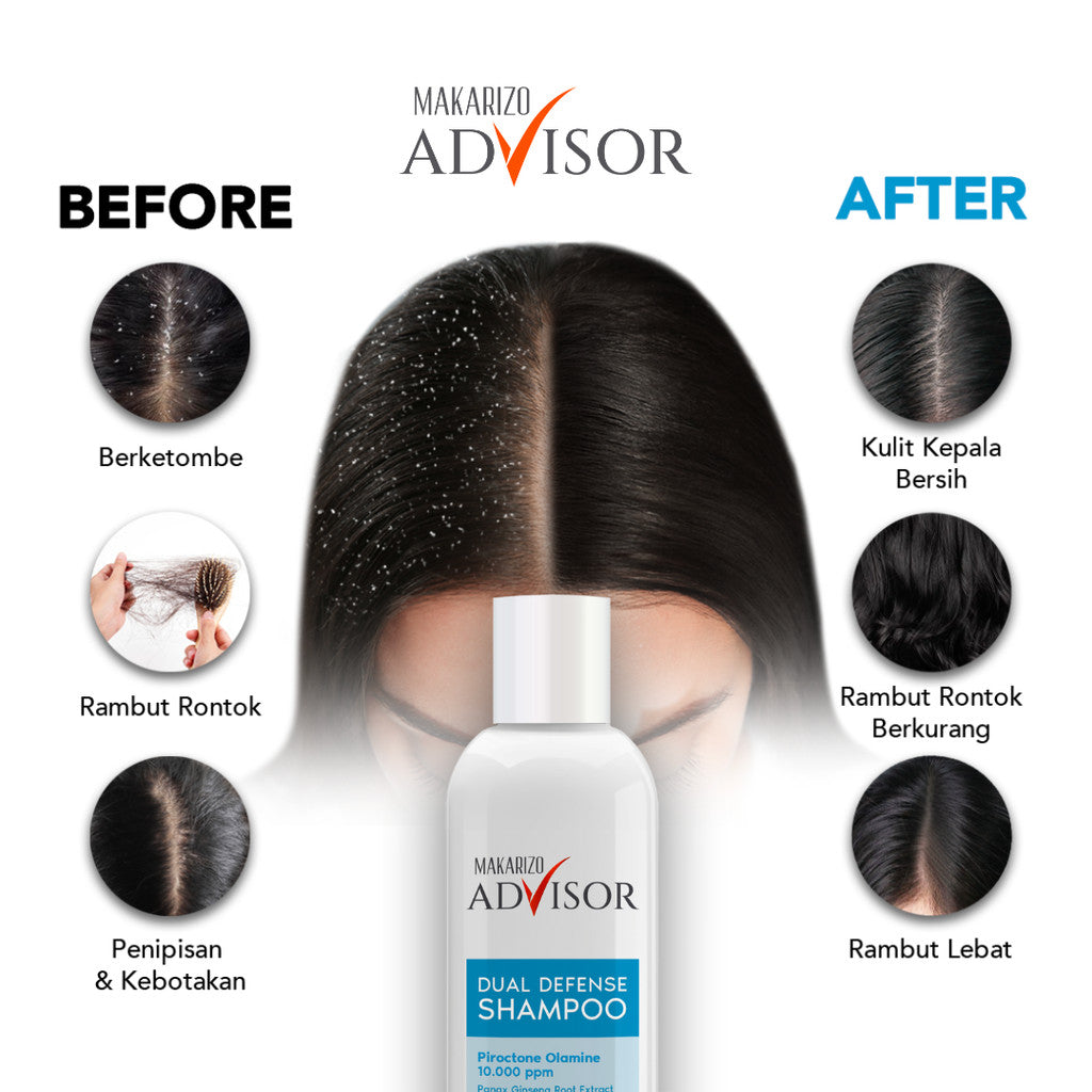 PAKET KOMPLIT MAKSIMAL - Makarizo Advisor Clinical Shampoo 200mL, Hair & Scalp Tonic 145mL, Vitamax 8mLx3, Hair Repair Mask 45mL, Anti Frizz 70mL