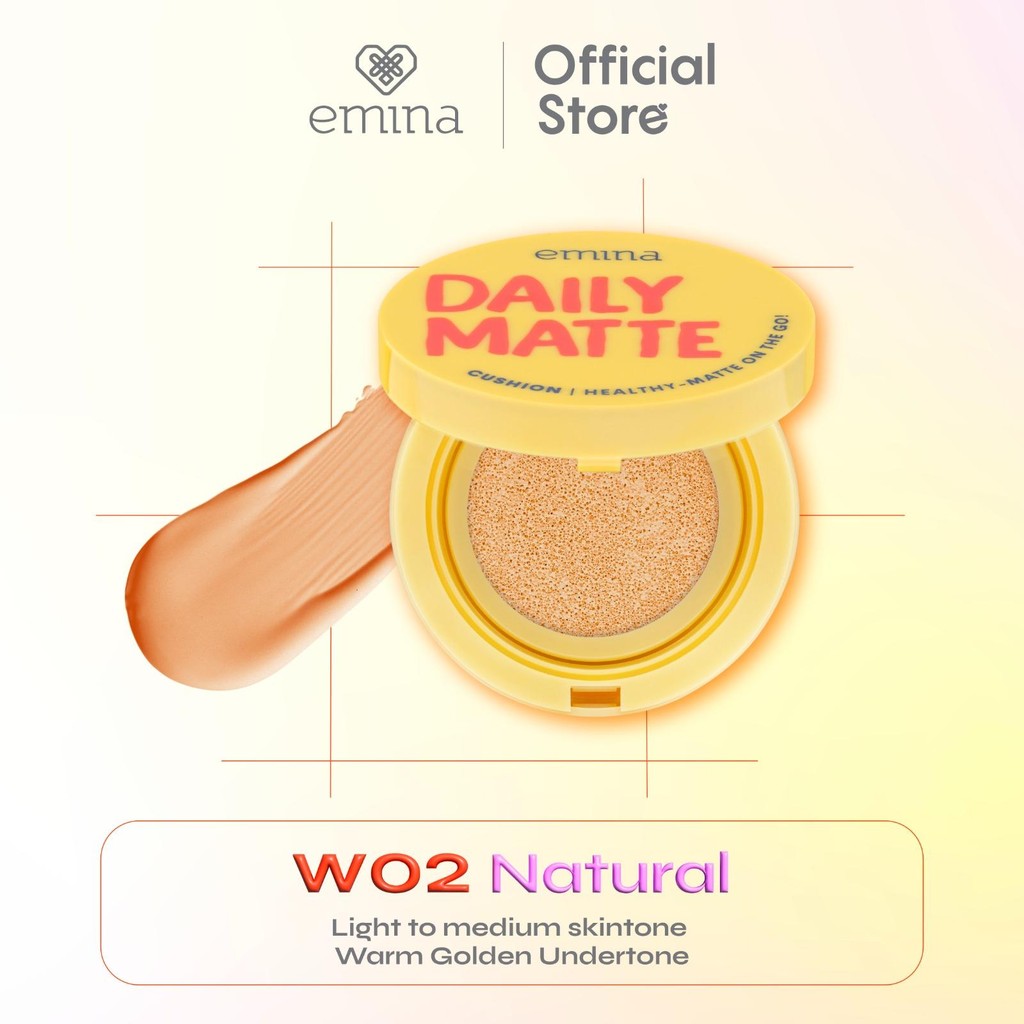 Emina Daily Matte Cushion 15g - Cushion Healthy Matte Oil Control Lasting 8 Jam, Anti Kering