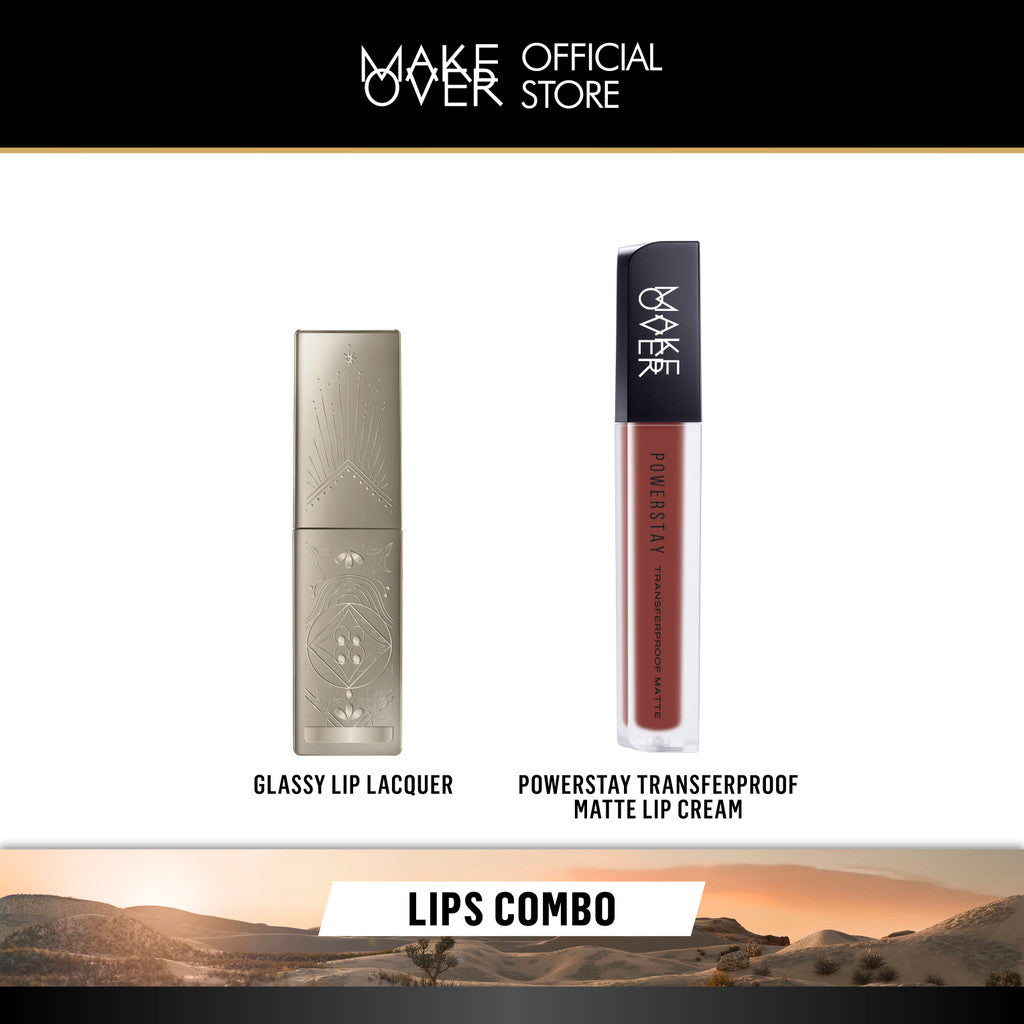 [LIPS COMBO] NEW SHADES MAKE OVER Glassy Lip Lacquer + Transferproof Matte Lip Cream - Color Stick Matte Crayon Skye - Lip Amplify Contour Liner - Lip Cream Tahan Lama Transferproof Lip Liner Matte Base Ombre