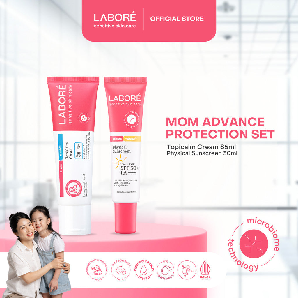 Labore Mom Advance Protection Set (Topicalm Cream 85ml & Physical Sunscreen 30ml) Skincare Ibu dan Anak |Aman untuk Kulit Bumil | Calming Cream | Non Alkohol