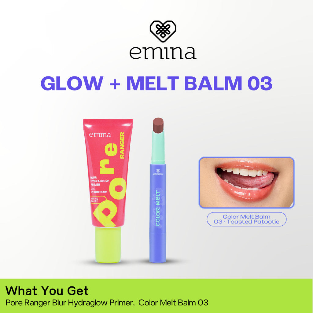 NEW! Emina Protect Glow Set (Sunscreen + Primer) Sun Battle SPF 35 PA +++ Acne Clear Cica + Allantoin Airy Acne Soothing, Emina Pore Ranger 20 ml -Sunscreen for Acne Prone - Glowing, Mencerahkan, Merawat Jerawat, Skin Barrier, Melembabkan, Ringan