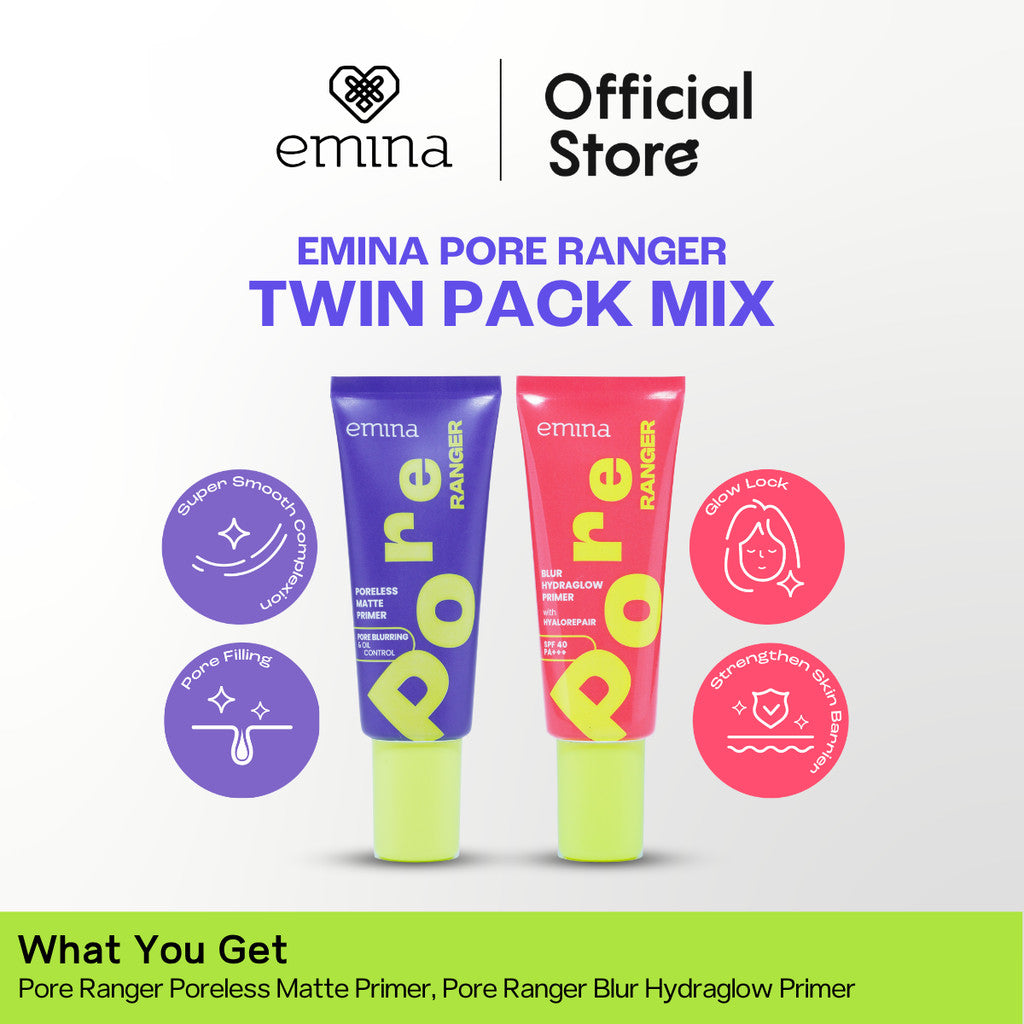 NEW! Emina Protect Glow Set (Sunscreen + Primer) Sun Battle SPF 35 PA +++ Acne Clear Cica + Allantoin Airy Acne Soothing, Emina Pore Ranger 20 ml -Sunscreen for Acne Prone - Glowing, Mencerahkan, Merawat Jerawat, Skin Barrier, Melembabkan, Ringan
