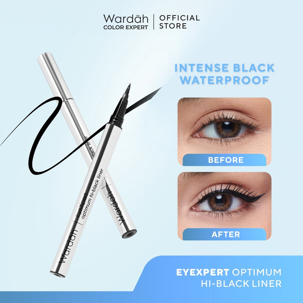 Wardah EyeXpert Optimum Hi-Black Liner - Eyeliner Spidol Waterproof Dengan Warna Intense - Makeup - Eyeliner Waterproof - Eye Makeup - Makeup Mata - Eyeliner untuk Pemula - Eyeliner Pigmented