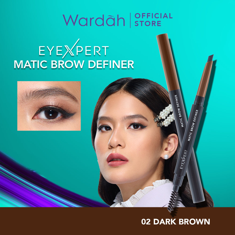 WARDAH EyeXpert Matic Brow Definer - Pensil Alis Anti Air dan Tahan Lama Hingga 8 Jam - Mudah Digunakan dengan Teksur Powdery - Wudhu Friendly - Makeup