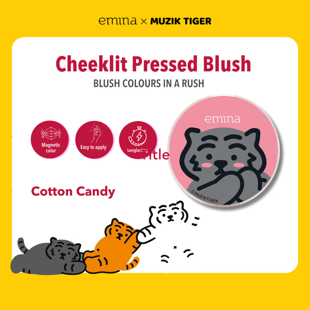 EMINA X MUZIK TIGER SERIES - Emina Airy Surprise Tint, Glossy Stain, Cheek Lit Pressed Blush, Lip Mask