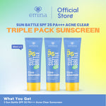 NEW! Emina Max Protection Emina Sun Battle SPF 35 PA+++ Acne Clear Cica + Allantoin Airy Acne Soothing 50ml & Sun Battle SPF 50 - Sunscreen Kulit Berminyak, Berjerawat, Sensitif. Ringan, no whitecast, fresh. Teruji in-vivo non-acnegenic & non-comedogenic