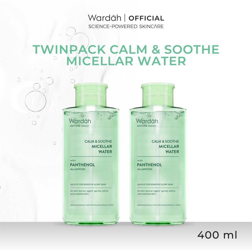 TWINPACK WARDAH Micellar Water 400 ml (Perfect Bright, Nature Daily, Lightening Oil, Acnederm) - Pembersih Make Up Waterproof - - Pembersih Wajah -  Skincare