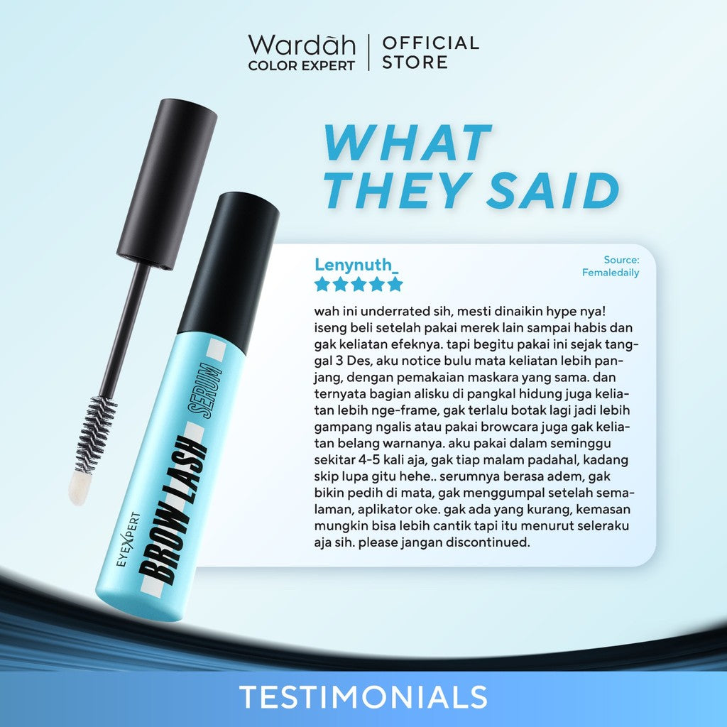 WARDAH EyeXpert Brow Lash Serum 10 ml - Serum Bulu Mata dan Alis, Panjang dan Tebal dalam 14 Hari, Menutrisi dan Menguatkan - Makeup