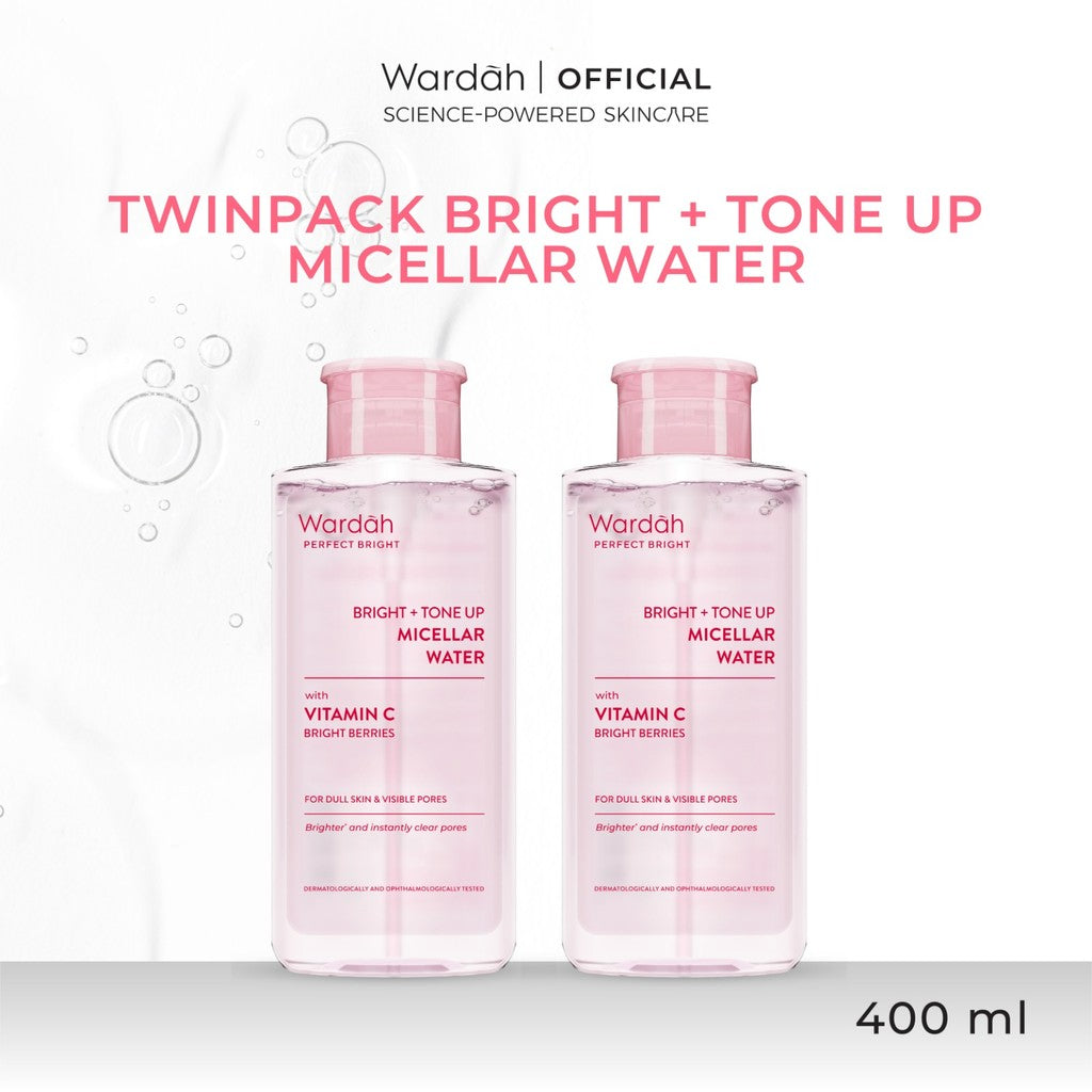 TWINPACK WARDAH Micellar Water 400 ml (Perfect Bright, Nature Daily, Lightening Oil, Acnederm) - Pembersih Make Up Waterproof - - Pembersih Wajah -  Skincare