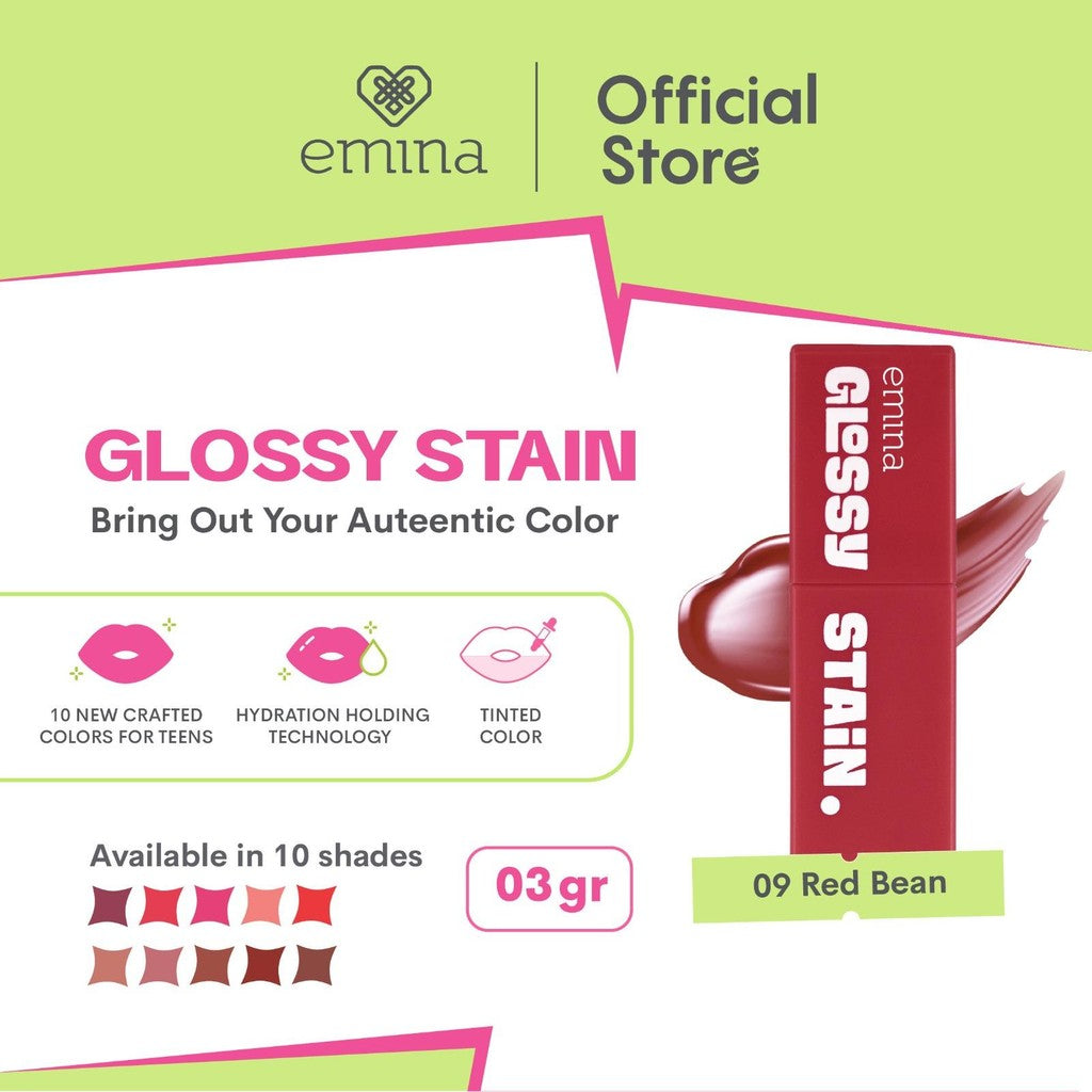 [TINTINTINWIN' PICK] Emina Glossy Stain x Muzik Tiger 3 g - Melty Gel Lip Tint Glossy Finish, Tahan Lama dan Melembabkan