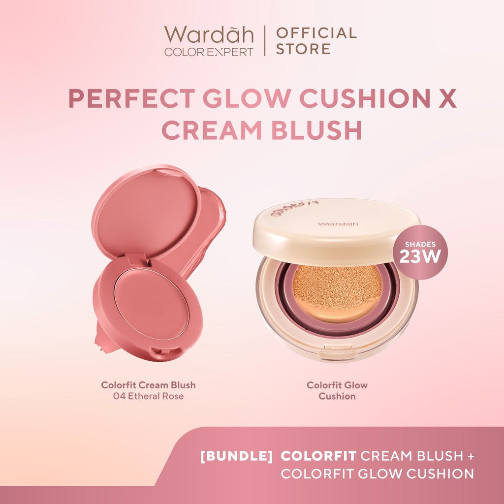 [BUNDLE] WARDAH Paket Colorfit Perfect Glow Cushion 15 g + Cream Blush 3 g - Makeup - Tahan Lama dengan Bedak
