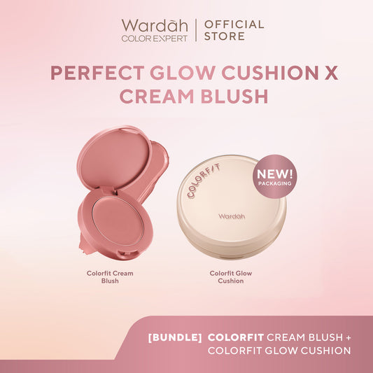 [BUNDLE] WARDAH Paket Colorfit Perfect Glow Cushion 15 g + Cream Blush 3 g - Makeup - Tahan Lama dengan Bedak