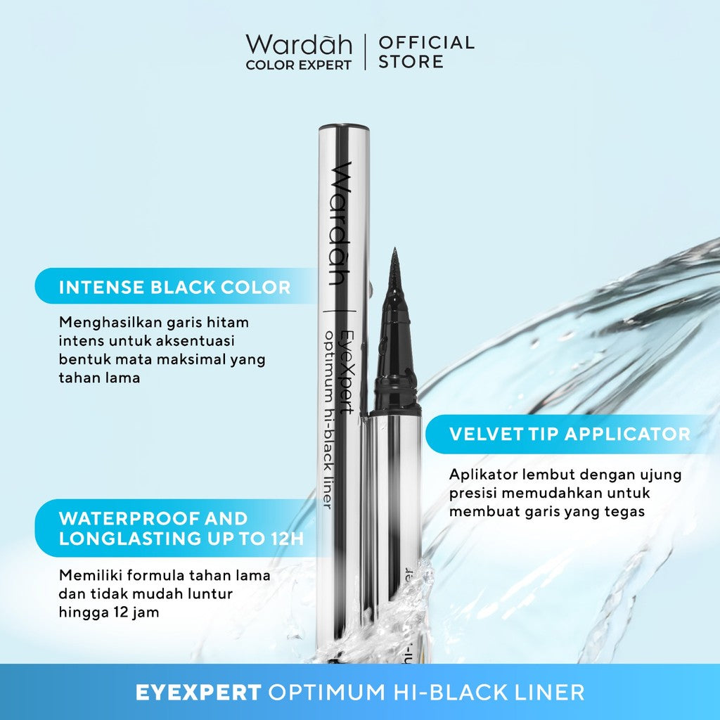Wardah EyeXpert Optimum Hi-Black Liner - Eyeliner Spidol Waterproof Dengan Warna Intense - Makeup - Eyeliner Waterproof - Eye Makeup - Makeup Mata - Eyeliner untuk Pemula - Eyeliner Pigmented