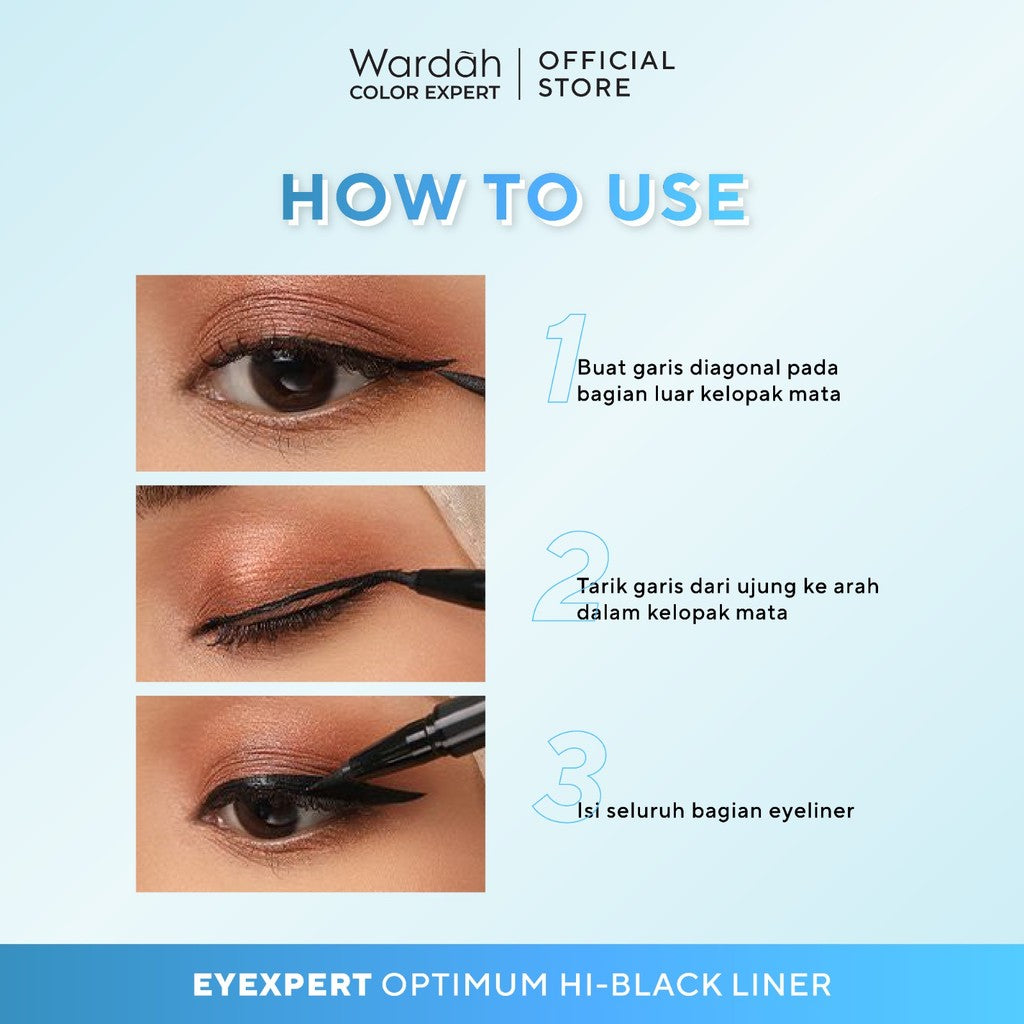 Wardah EyeXpert Optimum Hi-Black Liner - Eyeliner Spidol Waterproof Dengan Warna Intense - Makeup - Eyeliner Waterproof - Eye Makeup - Makeup Mata - Eyeliner untuk Pemula - Eyeliner Pigmented