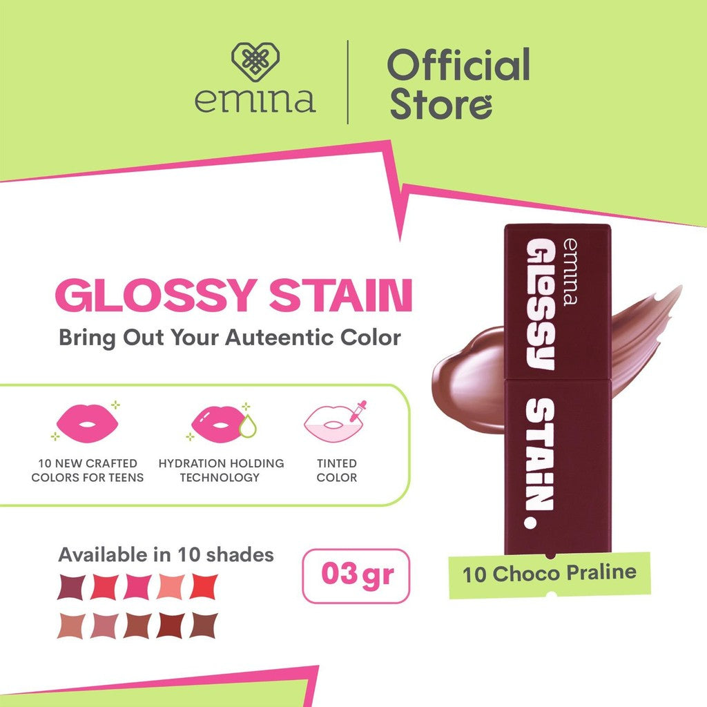 [TINTINTINWIN' PICK] Emina Glossy Stain x Muzik Tiger 3 g - Melty Gel Lip Tint Glossy Finish, Tahan Lama dan Melembabkan