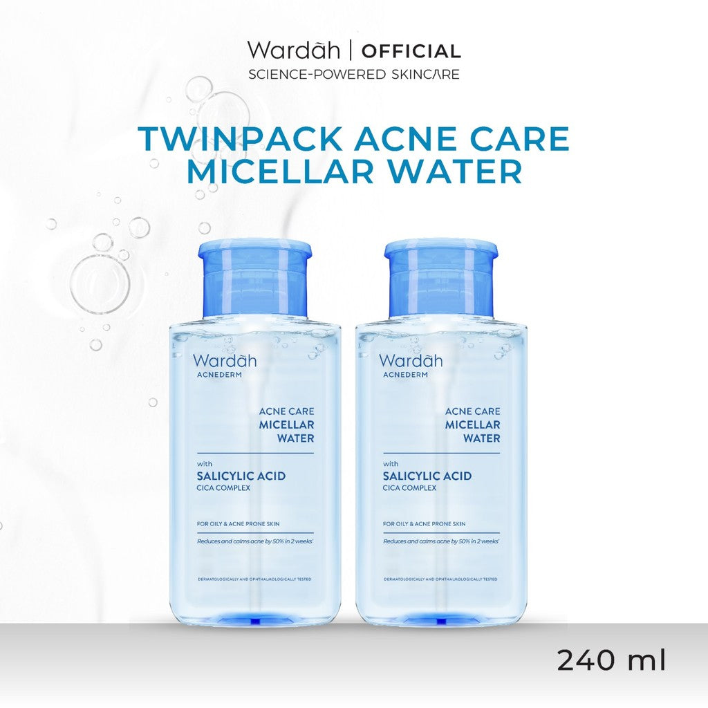 [TWINPACK] WARDAH Micellar Water 240 ml (Perfect Bright, Nature Daily, Lightening Oil, Acnederm) - Pembersih Make Up Waterproof Tanpa Bilas - Skincare