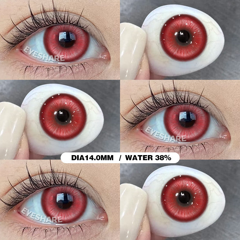 Eyeshare Softlens Cosplay Red 14.5mm 1Pasang Big Eyes Halloween Colored Contact Lenses