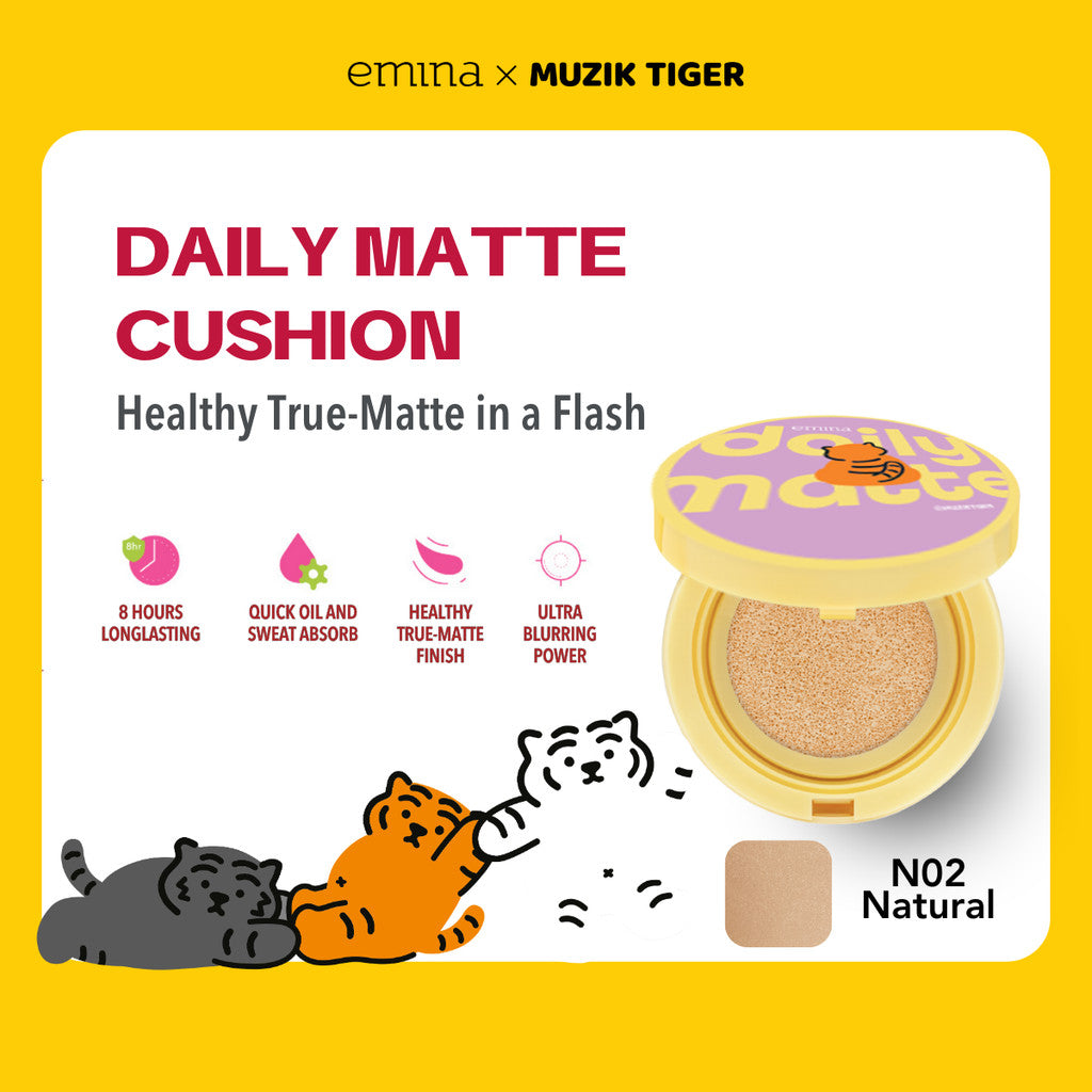 Emina Daily Matte Cushion 15g - Cushion Healthy Matte Oil Control Lasting 8 Jam, Anti Kering