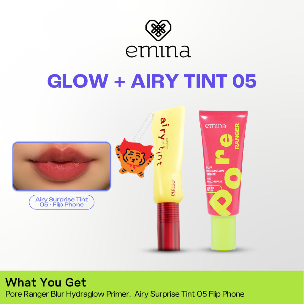 NEW! Emina Protect Glow Set (Sunscreen + Primer) Sun Battle SPF 35 PA +++ Acne Clear Cica + Allantoin Airy Acne Soothing, Emina Pore Ranger 20 ml -Sunscreen for Acne Prone - Glowing, Mencerahkan, Merawat Jerawat, Skin Barrier, Melembabkan, Ringan
