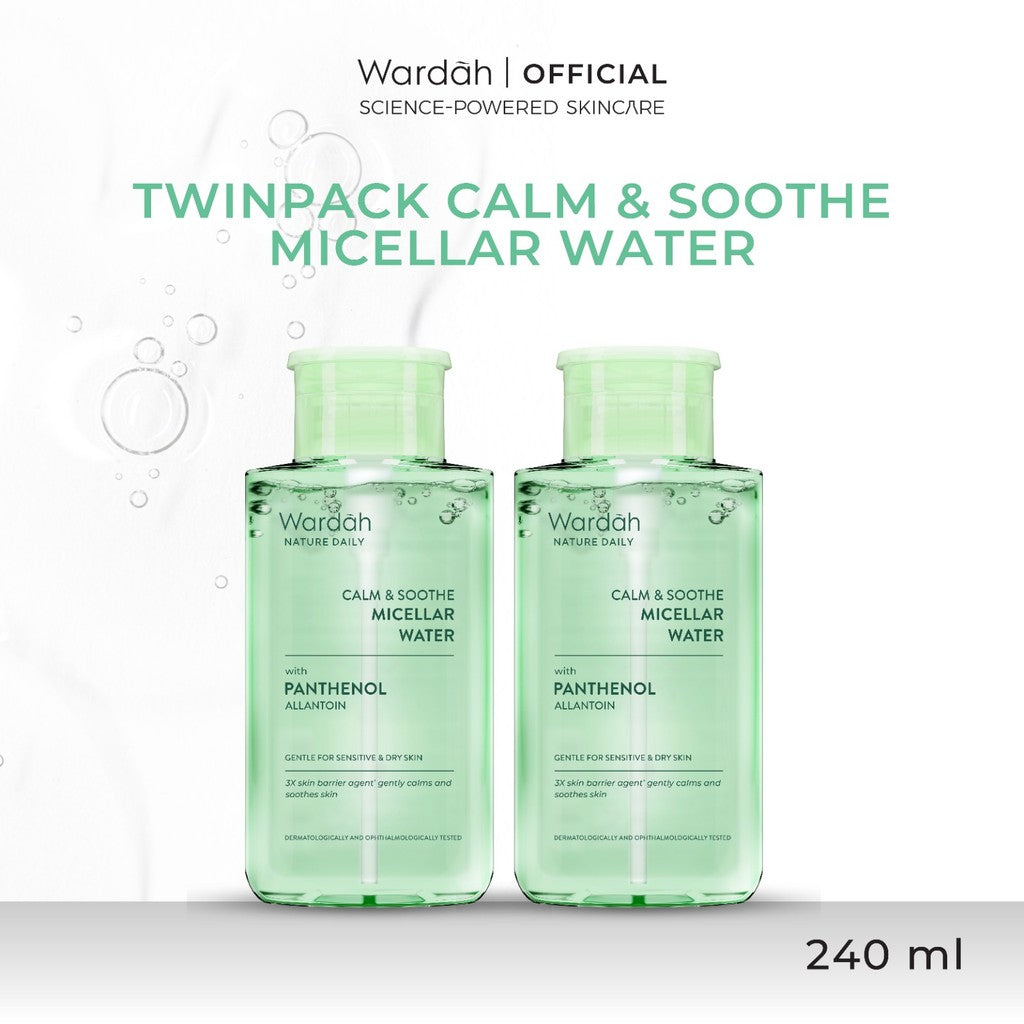 [TWINPACK] WARDAH Micellar Water 240 ml (Perfect Bright, Nature Daily, Lightening Oil, Acnederm) - Pembersih Make Up Waterproof Tanpa Bilas - Skincare