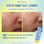 [SPECIAL 11.11] NEW! Emina Sun Battle SPF 35 PA +++ Acne Clear Cica + Allantoin Airy Acne Soothing 50 ml - Sunscreen untuk Melindungi dari sinar UV untuk Kulit Berminyak, Berjerawat, Sensitif. Ringan, no whitecast, fresh. Teruji in-vivo non-acnegenic