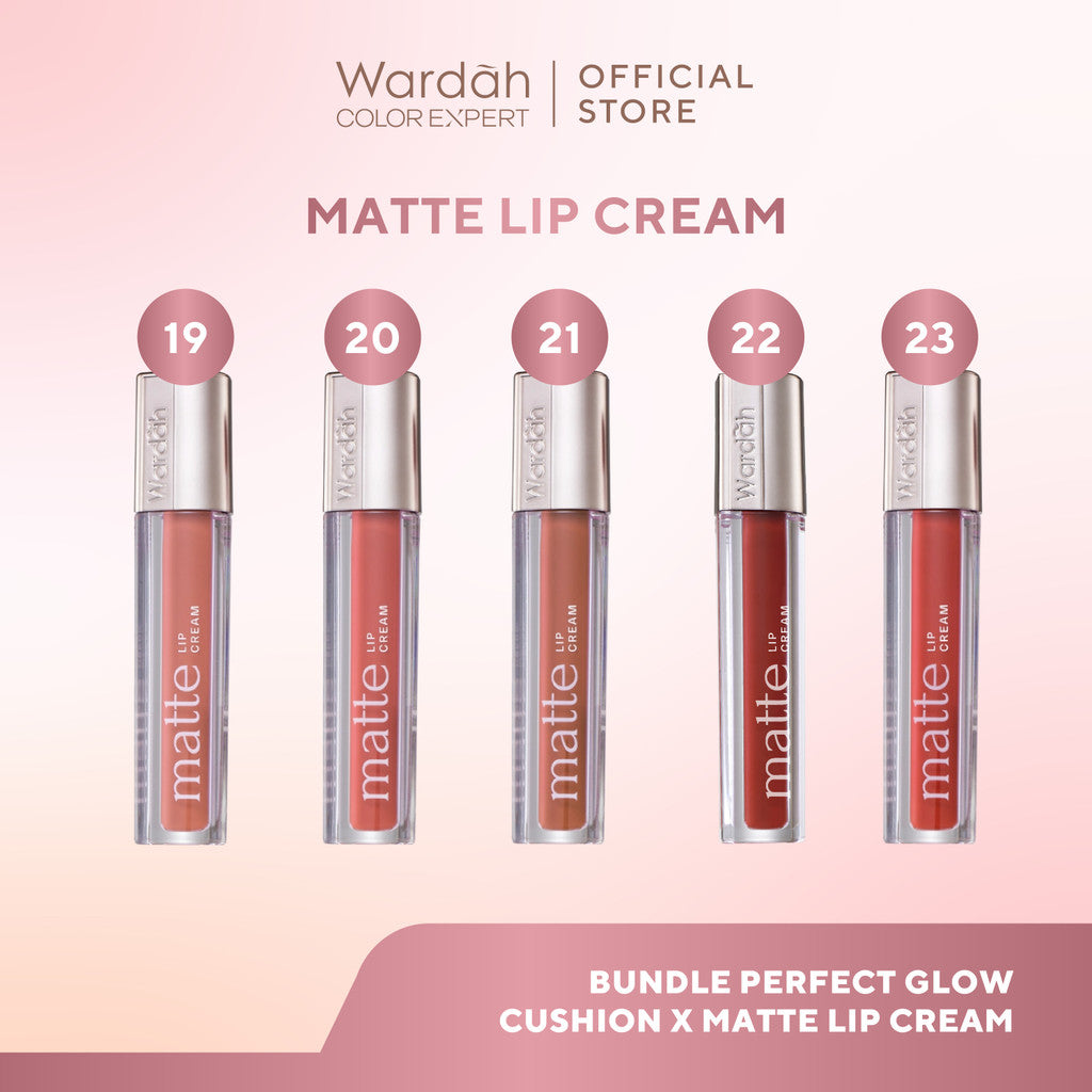 [BUNDLE] WARDAH Paket Simple Make Up Set - Perfect Glow Cushion x Matte Lip Cream - Makeup - Tahan Lama dengan Bedak